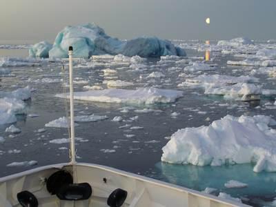 half moon over Antarctic